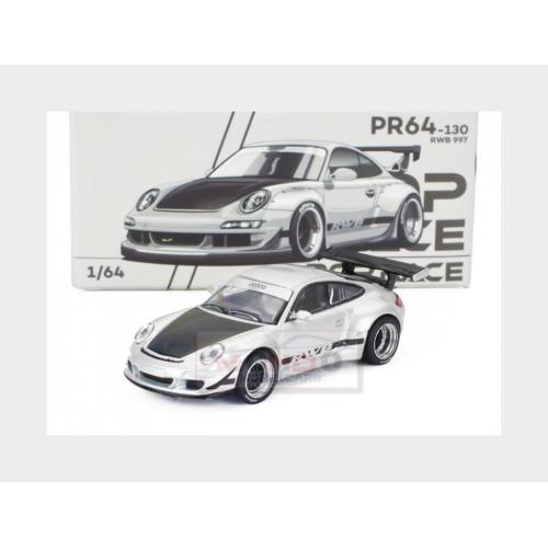 1:64 POP-RACE-LIMITED Porsche 911 997 Rwb Coupe 2007 Silver Black PR640130