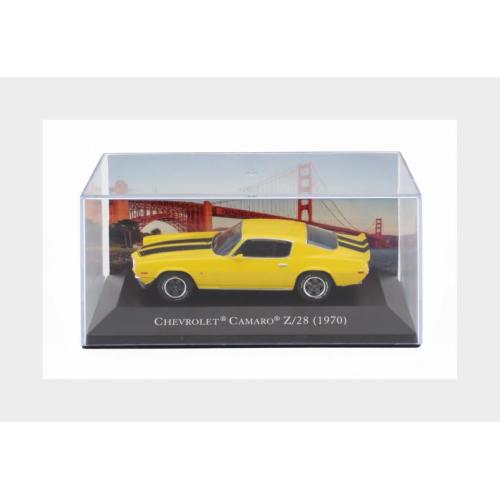 1:43 EDICOLA Chevrolet Camaro Z/28 Coupe 1970 Con Vetrina With Showcase Yellow Black AMCARCOLL002