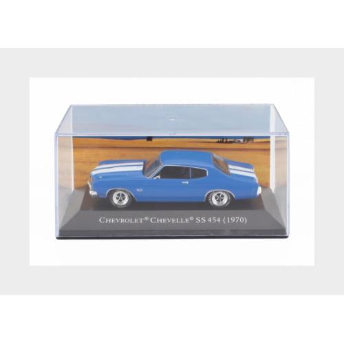 1:43 EDICOLA Chevrolet Chevelle Ss 454 Coupe 1970 Con Vetrina With Showcase Blue White AMCARCOLL006