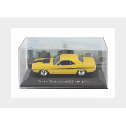 1:43 EDICOLA Dodge Challenger R/T 440 Coupe 1970 Con Vetrina With Showcase Yellow Black AMCARCOLL007-A