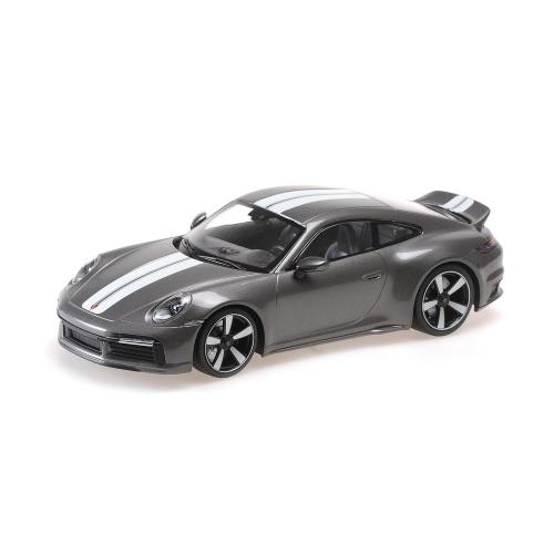 1:18 MINICHAMPS Porsche 911 (992) Sport Classic Grey Metallic 2022 With Stripe 155062002