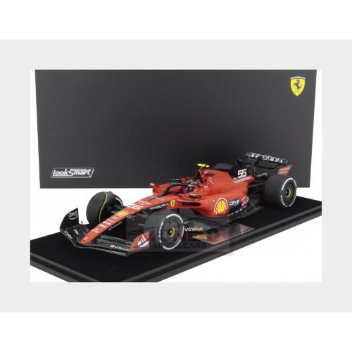1:18 LOOKSMART Ferrari F1 Sf-23 Team Scuderia Ferrari #55 Winner Singapore Gp 2023 Carlos Sainz Con Vetrina With Showcase Red Black LS18F1054