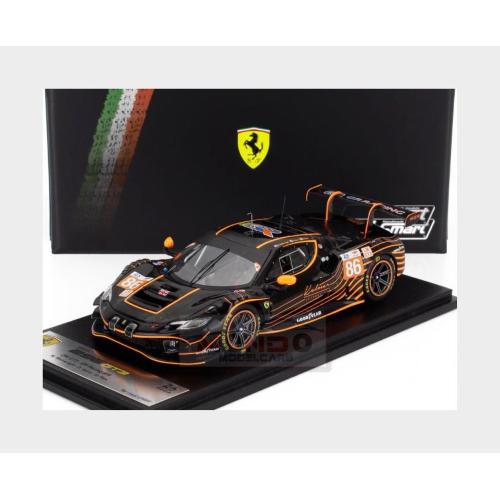 1:43 LOOKSMART Ferrari 296 Gt3 3.0L Turbo V6 Team Gr Racing #86 24H Le Mans 2024 Riccardo Pera Daniel Serra Michael Wainwright Black Orange LSLM187