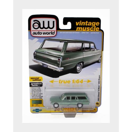 1:64 AUTOWORLD Chevrolet Nova Ii Sw Station Wagon 1965 Green AWSP183B