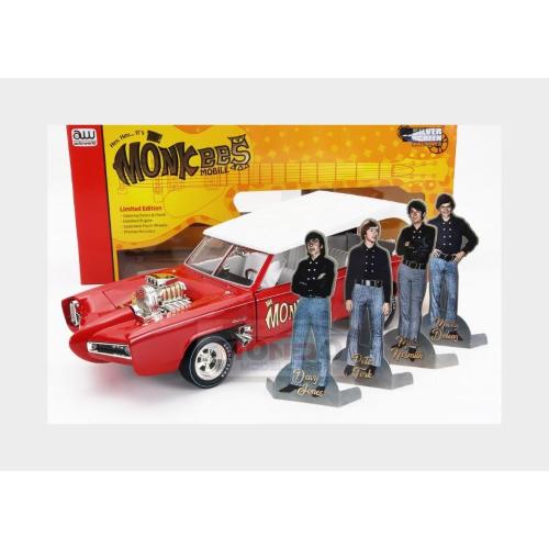 1:18 AUTOWORLD Pontiac Gto Convertible Monkeemobile The Monkees 1966 Red White AWSS144-06