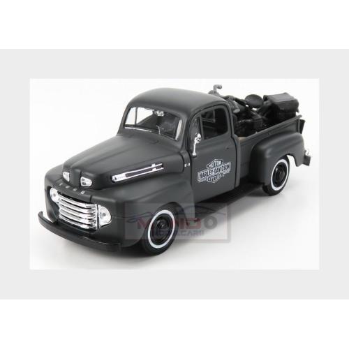 1:24 MAISTO Ford Usa F-1 Pick-Up Custom Usa Harley-Davidson 1948 + Motorcycle Harley Davidson Wla Flathead 1942 Matt Grey MI32185D