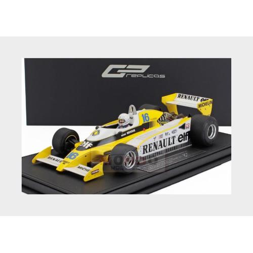 1:18 GP REPLICAS Renault F1 Rs10 Team Renault Elf #16 Fastest Lap 3Rd French Gp (With Pilot Figure) 1979 Rene Arnoux Con Vetrina With Showcase Yellow White GP178BWD
