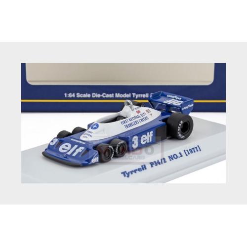 1:64 KYOSHO Tyrrell F1 P34/2 Elf 6 Wheeler #3 Season 1977 Ronnie Peterson Blue White KY07038B5