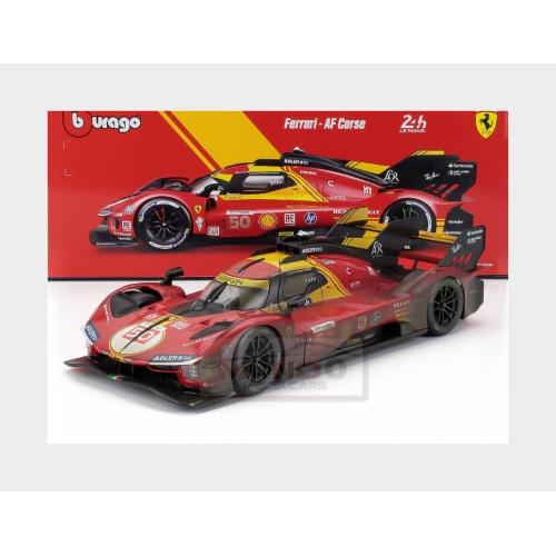 1:18 BURAGO Ferrari 499P 3.0L Turbo V6 Team Ferrari Af Corse #50 Winner 24H Le Mans (After Race Version) 2024 Antonio Fuoco Miguel Molina Nicklas Nielsen Red BU16303D