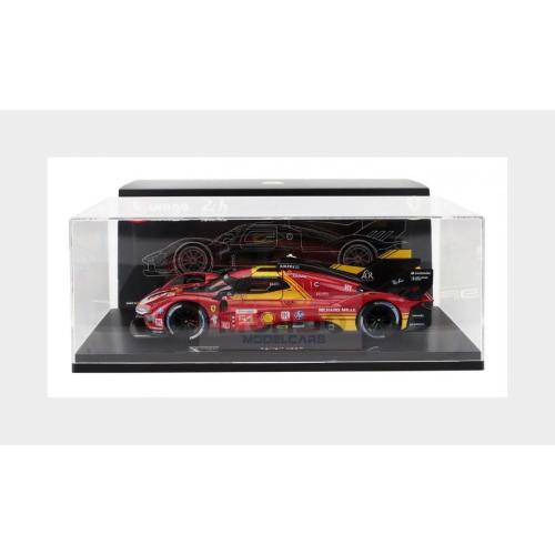 1:18 BURAGO Ferrari 499P 3.0L Turbo V6 Team Ferrari Af Corse #51 3Rd 24H Le Mans 2024 Alessandro Pier Guidi James Calado Antonio Giovinazzi Con Vetrina With Showcase Red BU16314-51-VET