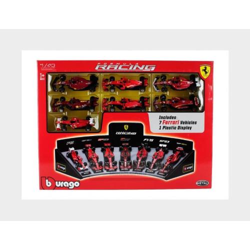 1:43 BURAGO Ferrari Set F1 7X Team Scuderia Ferrari #5 2019 Sebastian Vettel Sf1000 #16 2020 Sf21 #16 Season 2021 Sf-75 #55 2022 Sf-23 #55 2023 Sf-24 #16 2024 Charles Leclerc + #55 Carlos Sainz Red Black BU36864-PACK7