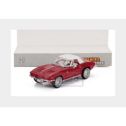 1:87 BREKINA PLAST Chevrolet Corvette C2 Cabriolet Closed 1962 Red White BRE18026
