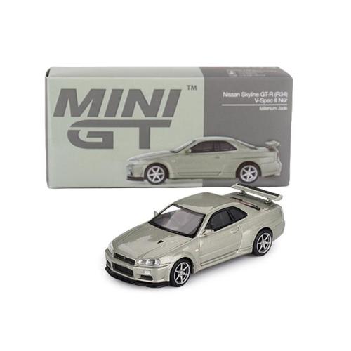 1:64 TRUESCALE Nissan Skyline Gt-R (R34) Vspec Ii Nur Millenium Jade 2002 Mini-Gt MGT01003-R