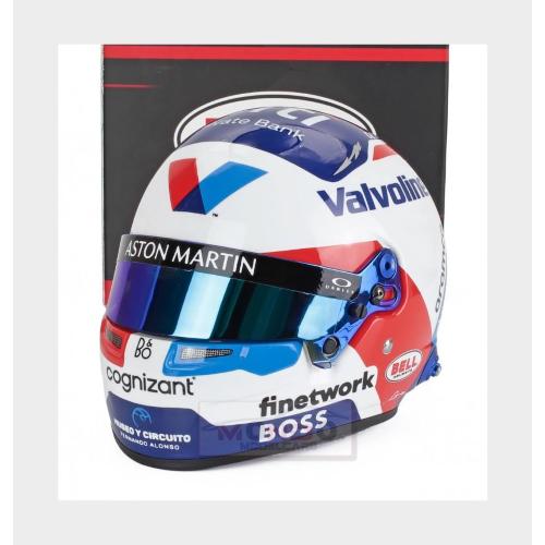 1:2 MINI HELMET Bell Helmet Casco Helmet F1 Fernando Alonso Team Aston Martin Aramco Cognizant #14 Monaco Gp 2024 White Blue Red MH4100354