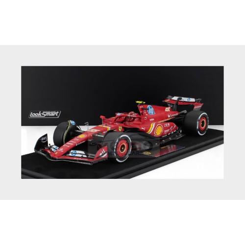 1:18 LOOKSMART Ferrari F1 Sf-24 Team Scuderia Ferrari #55 2Nd Abu Dhabi Gp 2024 Carlos Sainz Last Ferrari Race Con Vetrina With Showcase Red White Black LS18F1071
