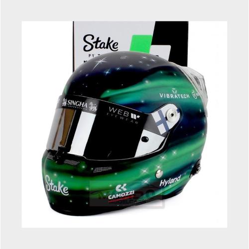 1:2 MINI HELMET Stilo Casco Helmet F1 Valtteri Bottas Team Stake Kick Sauber #77 Season 2024 Green Black MH2401