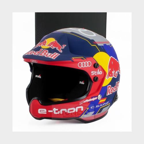 1:2 MINI HELMET Stilo Casco Helmet Carlos Sainz Sr Team Audi Rs Q E-Tron E2 Sport #204 Winner Rally Dakar 2024 Blue Red Yellow MH2406