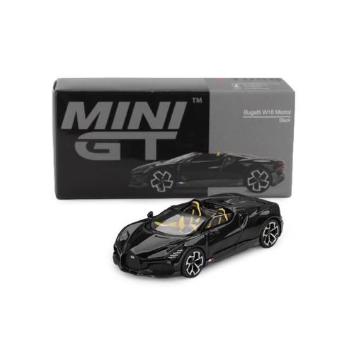 1:64 TRUESCALE Bugatti W16 Mistral Black 2024 Mini-Gt MGT01058-L