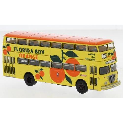 1:87 BREKINA PLAST Büssing D2U Piano Doppio Bvg Florida Boy Orange Pop-Autobus 1960 BRE61262