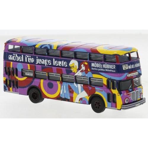 1:87 BREKINA PLAST Büssing D2U Piano Doppio Bvg Möbel Hübner Pop-Autobus 1960 BRE61261