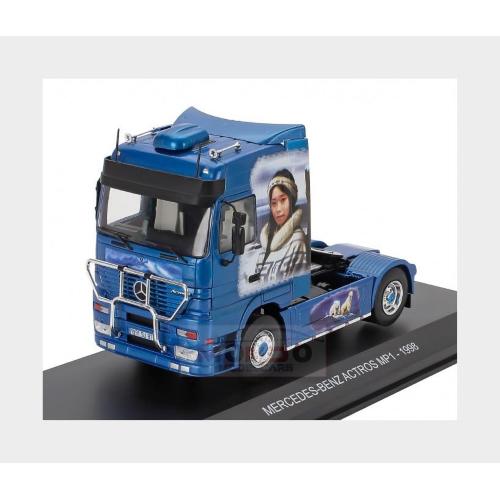 1:43 EDICOLA Mercedes Benz Actros 1851 Mp1 Tractor Truck 2-Assi 1998 Eskimo Arctic Airbrush Blue G1470010