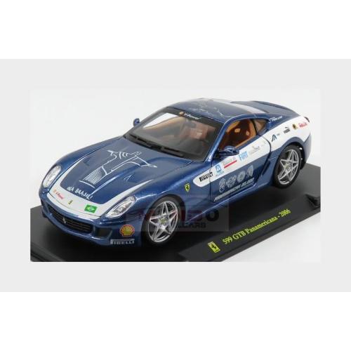 1:24 EDICOLA Ferrari 599 Gtb Fiorano Panamericana 20.000 Km 2006 Con Vetrina With Showcase Blue AB24F047