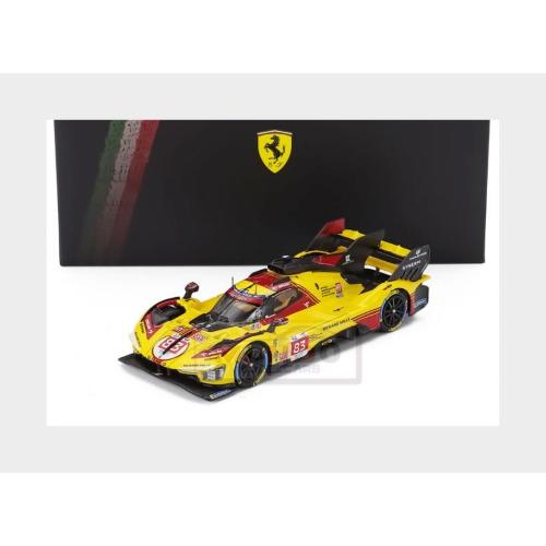 1:64 LOOKSMART Ferrari 499P 3.0L Turbo V6 Team Af Corse # 83 24H Le Mans 2024 Robert Kubica Robert Shwartzman Yifei Ye Yellow Red LS64007LM