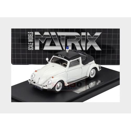 1:43 MATRIX Volkswagen Maggiolino Beetle Kuip Coach Semiconvertible Closed Police 1958 White Black MX32105-063