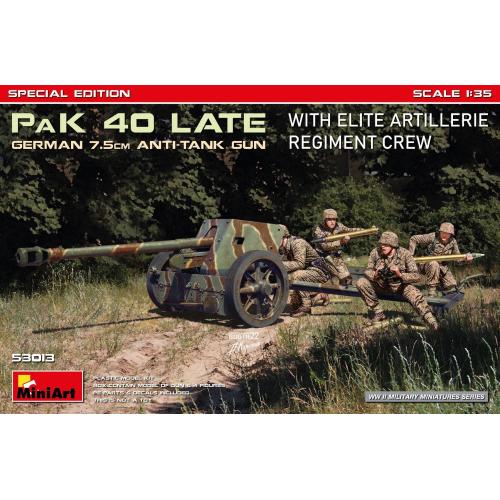 1:35 MINIART German 7.5Cm Pak 40 Late W/Elite Artillerie Regiment Crew. Special Kit MA53013