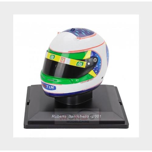 1:5 EDICOLA Helmet F1 Casco Helmet Rubens Barrichello Team Ferrari F2001 Season 2001 White Green HELFE89