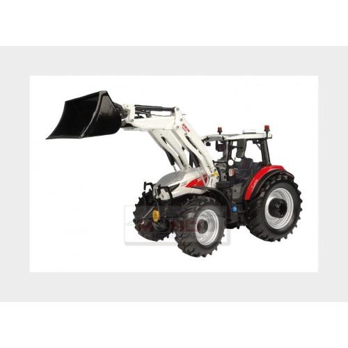 1:32 UNIVERSAL HOBBIES Steyr 4120 Tractor Plus With Front Loader 2021 Red White UH6823