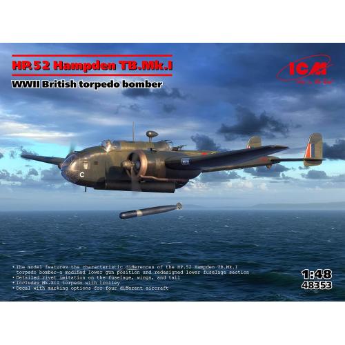 1:48 ICM KIT Hp.52 Hampden Tb.Mk.I Wwii British Torpedo Bomber ICM48353