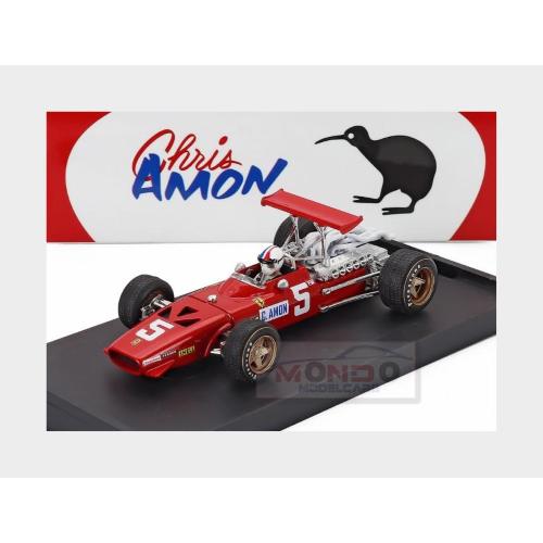 1:43 BRUMM Ferrari F1 312 #5 2Nd British Gp 1968 Chris Amon With Driver Figure Red R172B-CH