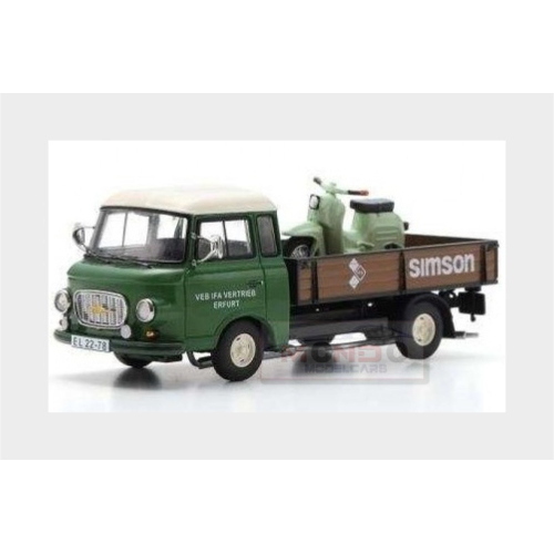 1:43 SCHUCO Barkas B1000 With Simson Service Schwalbe Kr51/1 1965 Green Brown 450730000