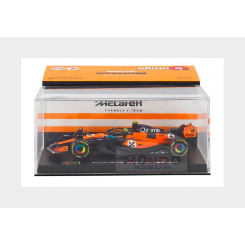 1:43 BURAGO Mclaren F1 Mcl39 Team Mclaren #4 World Champion Winner Monaco Gp 2025 Lando Norris With Pilot And Showcase Orange Black BU38249-MONACO-4