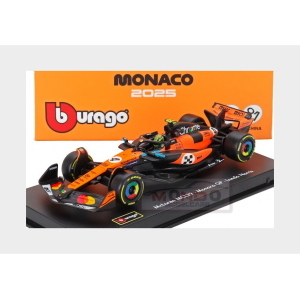 1:43 BURAGO Mclaren F1 Mcl39 Team Mclaren #4 World Champion Winner Monaco Gp 2025 Lando Norris With Pilot And Showcase Orange Black BU38249-MONACO-4