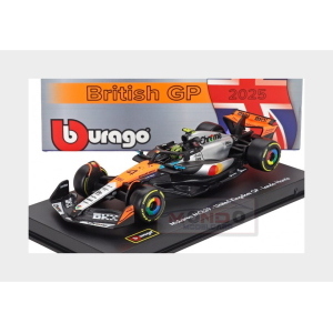 1:43 BURAGO Mclaren F1 Mcl39 Team Mclaren #4 World Champion Winner Silverstone British Gp 2025 Lando Norris With Pilot And Showcase Orange Chrome Black BU38249-SILVERSTONE-4