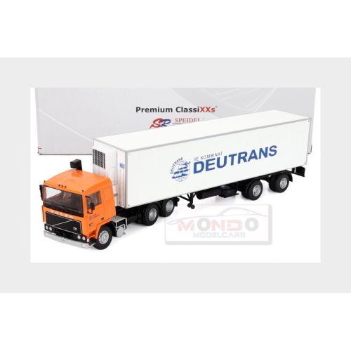 1:43 PREMIUM CLASSIXXS Volvo F12 Truck With Trailer Deutrans 1980 Orange White PCL47217