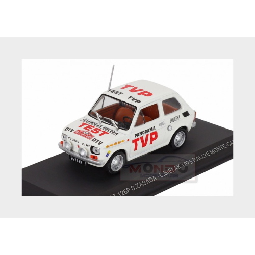 1:43 EDICOLA Polski Fiat 126P (Night Version) #0 Rally Montecarlo 1975 Sobieslaw Zasada Longin Bielak White FIA9