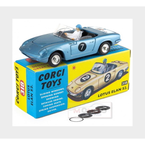 1:43 CORGI Lotus Elan S2 Cabriolet Spider #7 Racing 1964 Light Blue Met 318-CD54321033