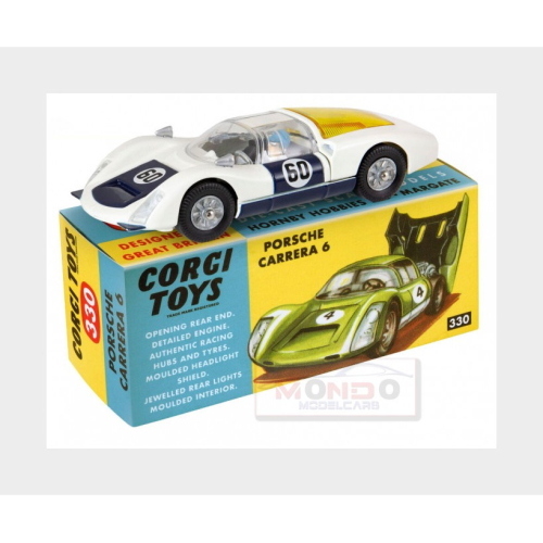 1:43 CORGI Porsche 906 Carrera 6 #60 Coupe 1966 White Blue 330-CD54321005