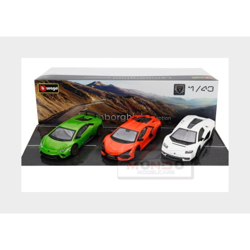1:43 BURAGO Lamborghini Set 3X Revuelto Hybrid 2023 Huracan Performante Countach Lpi 800-4 2021 Green Orange White BU30432-C