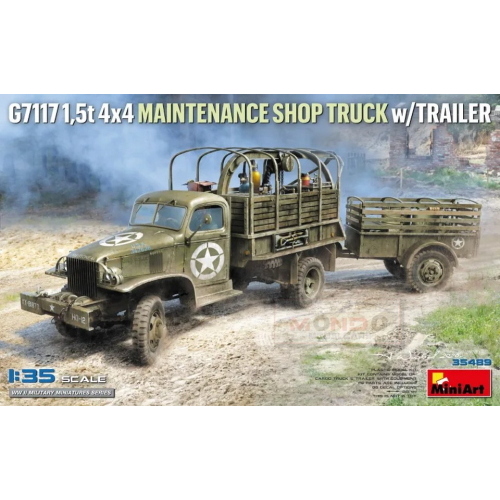 1:35 MINIART G7117 15T 4X4 Maintenance Shop Truck W/Trailer Kit MA35498