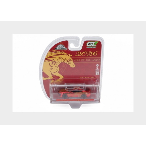1:64 GREENLIGHT Ford Usa Mustang Dark Horse Coupe 2024 Chinese Zodiac 2026 Year Of The Horse Red Gold GREEN30576