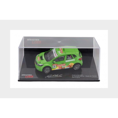 1:43 EDICOLA Andros Sport-01 #30 E-Trophee Andros Stade De France 2018-2019 Sebastien Loeb Con Vetrina With Showcase Green SEBLOCOLL001