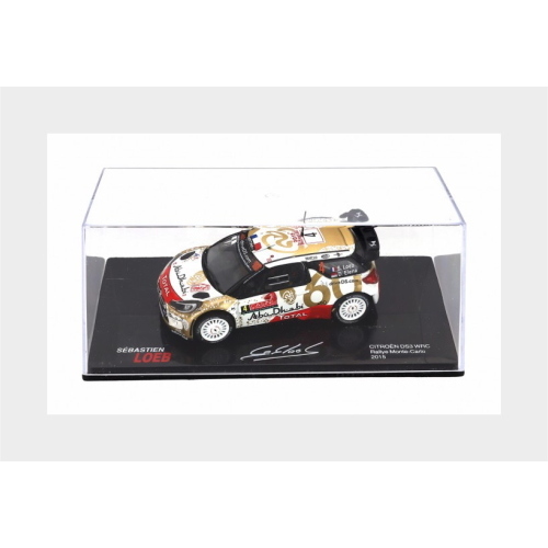 1:43 EDICOLA Citroen Ds3 Wrc #4 Rally Montecarlo 2015 Sebastien Loeb Daniel Elena Con Vetrina With Showcase Red Gold White SEBLOCOLL007