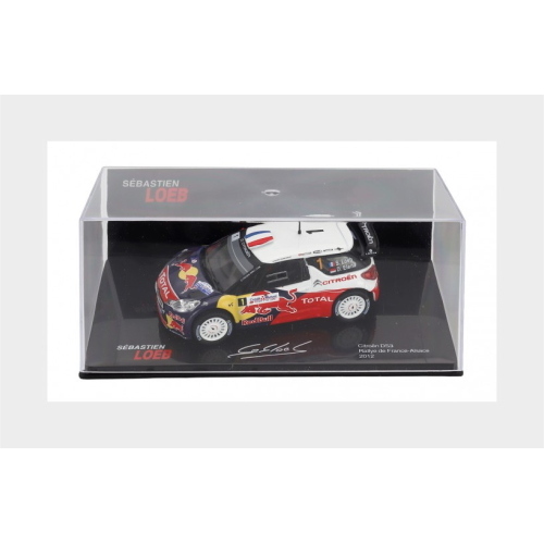 1:43 EDICOLA Citroen Ds3 Wrc #1 Winner Rally De France Alsace 2012 Sebastien Loeb Daniel Elena Con Vetrina With Showcase Blue White Red SEBLOCOLL008