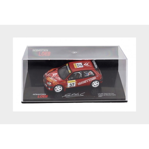 1:43 EDICOLA Citroen Saxo Kit Car #37 Rally Montecarlo 2001 Sebastien Loeb Daniel Elena Con Vetrina With Showcase Red SEBLOCOLL020